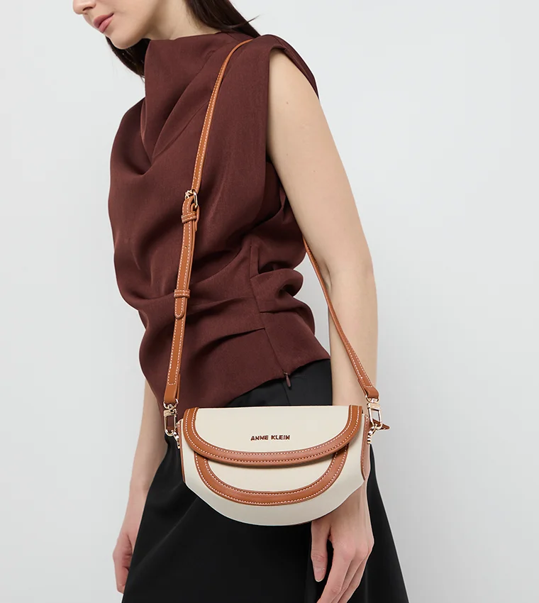 ANNE KLEIN Anne Klein Contrast Trim Flap Crossbody Bag